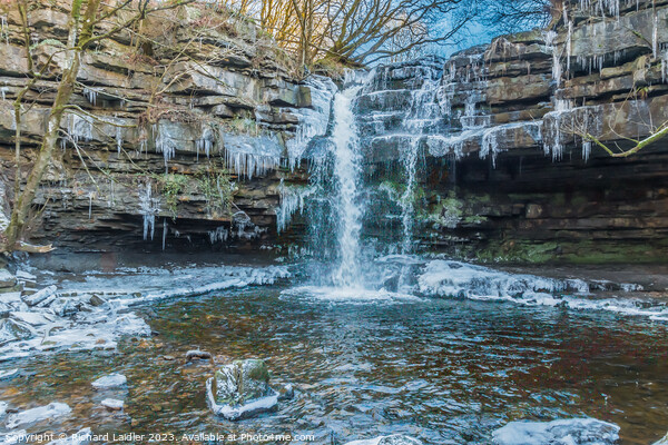 Wintry Summerhill Force and Gibsons Cave, Teesdale Picture Board by Richard Laidler