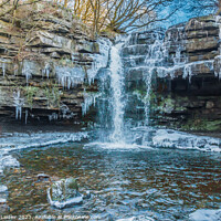 Buy canvas prints of Wintry Summerhill Force and Gibsons Cave, Teesdale by Richard Laidler