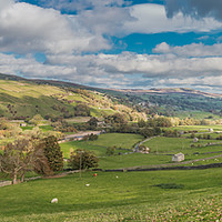 Buy canvas prints of Low Row and Calver Hill Swaledale Panorama by Richard Laidler