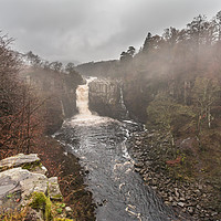 Buy canvas prints of Fog lifting at High Force Waterfall, Teesdale by Richard Laidler