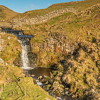 Buy canvas prints of A Moorland Waterfall in Late Autumn Sunshine by Richard Laidler