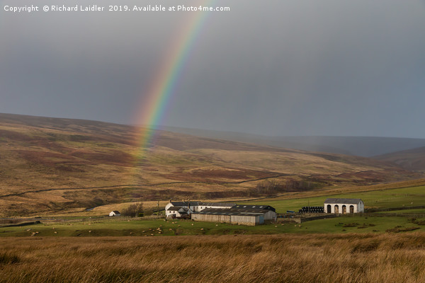 Rainbow at Middle End Farm after Storm Atiyah Picture Board by Richard Laidler