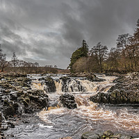 Buy canvas prints of Salmon Leap Falls, Teesdale, in Wintry Sun by Richard Laidler