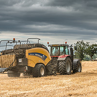Buy canvas prints of Barley Straw Baling (2) by Richard Laidler
