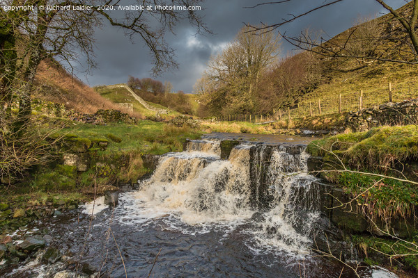 Ettersgill Beck Waterfall in Dramatic Light Picture Board by Richard Laidler