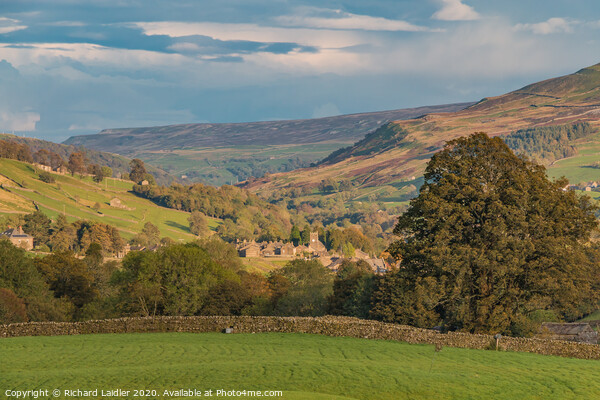 Evening Light on Muker, Swaledale Picture Board by Richard Laidler