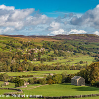 Buy canvas prints of Swaledale Autumn Panorama, Low Row from Crackpot by Richard Laidler
