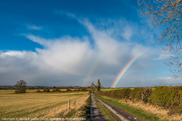 Double Rainbow at Van Farm, Thorpe, Teesdale Picture Board by Richard Laidler