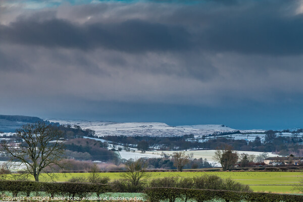 Snow and Dramatic Light on The Stang, Teesdale Picture Board by Richard Laidler