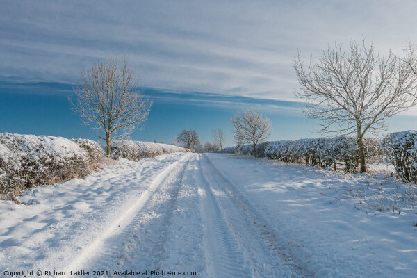 Van Farm Lane in Snow (2) Picture Board by Richard Laidler