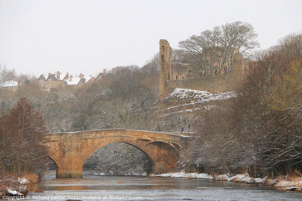 The County Bridge and Castle Ruins, Barnard Castle, Teesdale, in Winter Picture Board by Richard Laidler