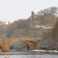 Buy canvas prints of The County Bridge and Castle Ruins, Barnard Castle, Teesdale, in Winter by Richard Laidler