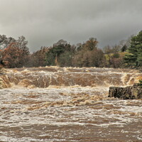 Buy canvas prints of Low Force in Full Flood after Storm Desmond by Richard Laidler