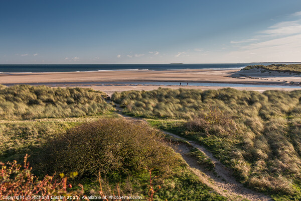 The Aln Estuary and Alnmouth Beach, Northumberland Framed Mounted Print by Richard Laidler
