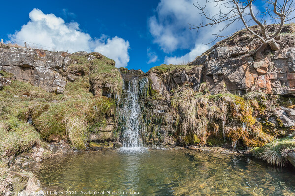 Moorland Beck and Waterfall in Spring Sunshine (1) Picture Board by Richard Laidler