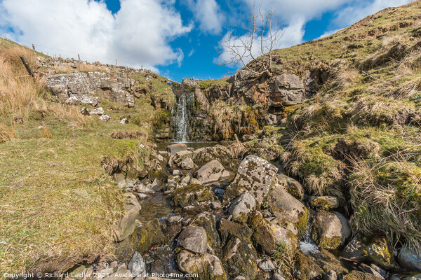 Moorland Beck and Waterfall in Spring Sunshine (2) Picture Board by Richard Laidler