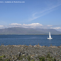 Buy canvas prints of Coastline of Reykjavik, Iceland, with sailing boat by Lensw0rld 