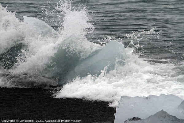 Glacial ice washed ashore at Diamond Beach, Iceland Picture Board by Lensw0rld 