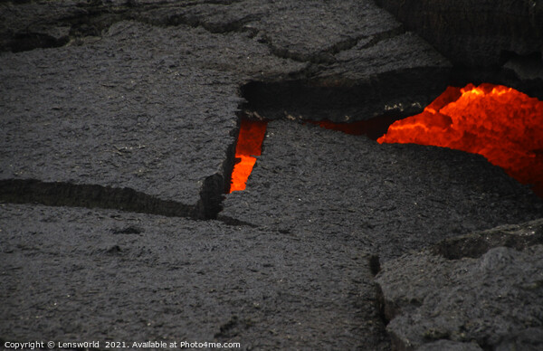 Glimpses of lava in a black lava field in Iceland Picture Board by Lensw0rld 