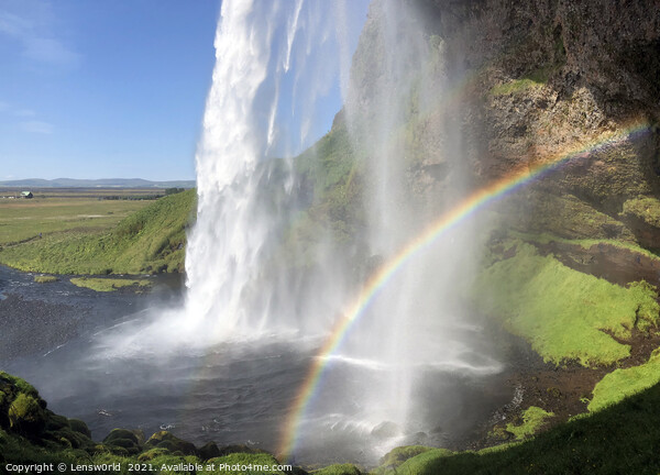 Rainbow in front of Seljalandsfoss waterfall, Iceland Picture Board by Lensw0rld 