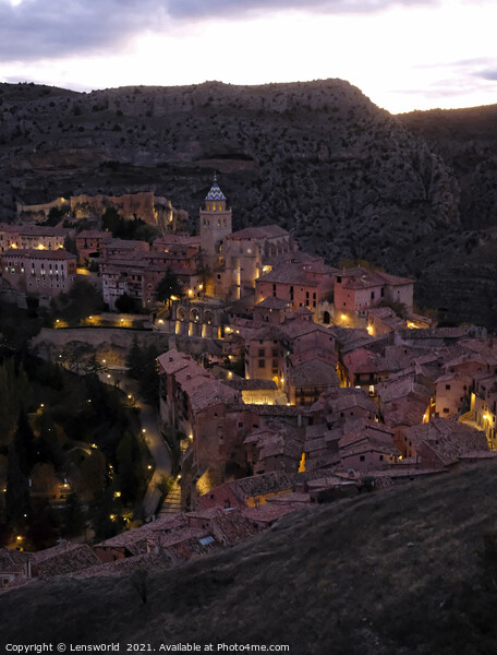 The mountain village of Albarracin, Spain, at nightfall Picture Board by Lensw0rld 