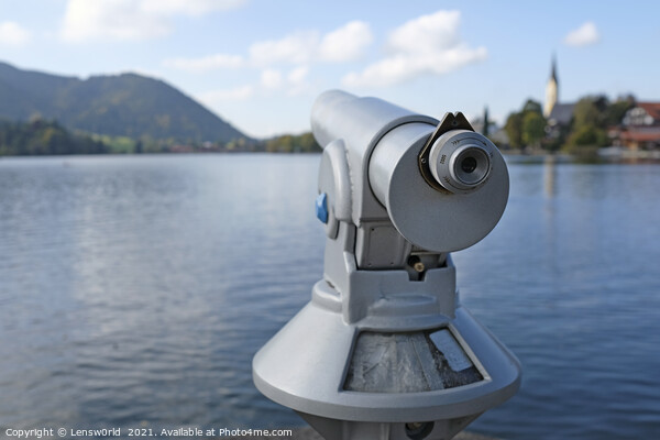 Telescope at the waterfront of lake Schliersee Picture Board by Lensw0rld 
