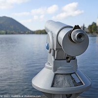 Buy canvas prints of Telescope at the waterfront of lake Schliersee by Lensw0rld 