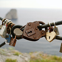 Buy canvas prints of Love locks at the coast of Capri by Lensw0rld 