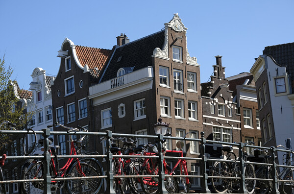 Amsterdam - Bikes, Bridges, Buildings Picture Board by Lensw0rld 