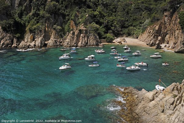 Various boats and yachts on the clear water at the Costa Brava, Spain Picture Board by Lensw0rld 