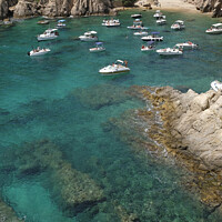 Buy canvas prints of Various boats and yachts on the clear water at the Costa Brava, Spain by Lensw0rld 