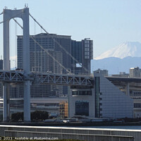 Buy canvas prints of Rainbow Bridge in Tokyo, Japan, with Mount Fuji in the background by Lensw0rld 