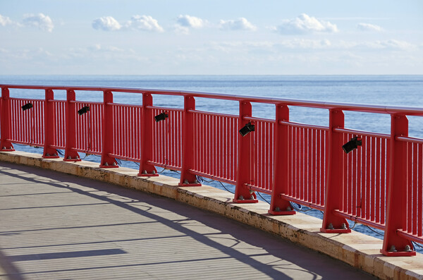 Red fence at the coast of Japan Picture Board by Lensw0rld 