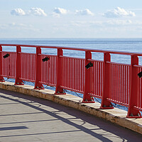 Buy canvas prints of Red fence at the coast of Japan by Lensw0rld 