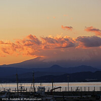 Buy canvas prints of Mount Fuji during sunset seen from Enoshima, Japan by Lensw0rld 