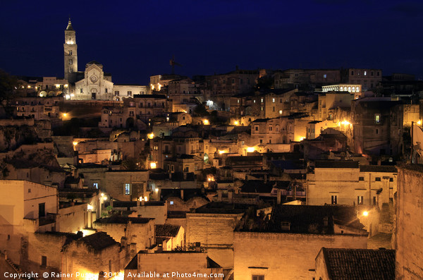 View over the gorgeous city of Matera at night Picture Board by Lensw0rld 