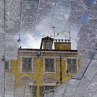 Buy canvas prints of Mirror world - a yellow house in Nice, France by Lensw0rld 