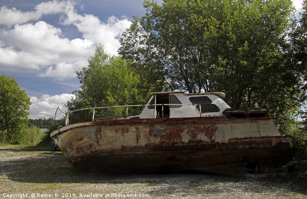 Abandoned boat on a field in Sweden Picture Board by Lensw0rld 