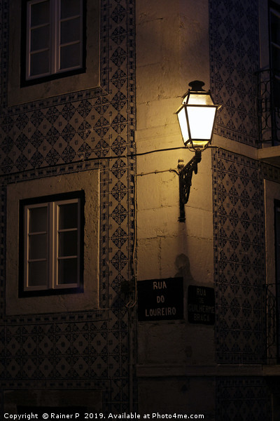 Tiled house and street light in Lisbon Picture Board by Lensw0rld 