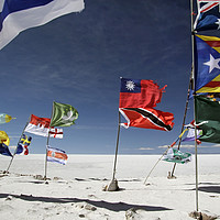 Buy canvas prints of Multiple national flags in Uyuni, Bolivia by Lensw0rld 