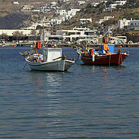Buy canvas prints of Fishing boats in the harbor of Mykonos by Lensw0rld 