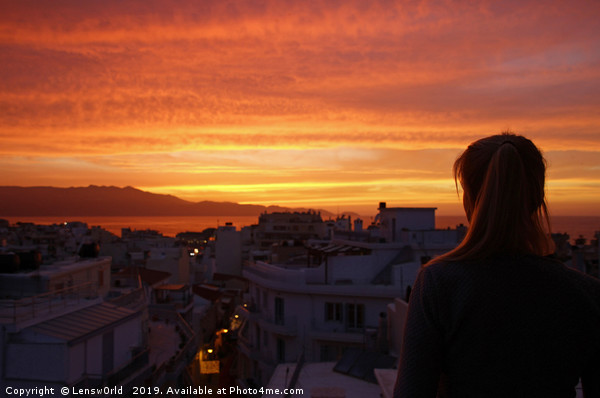 Girl watching the sunset in Heraklion, Crete, Gree Picture Board by Lensw0rld 