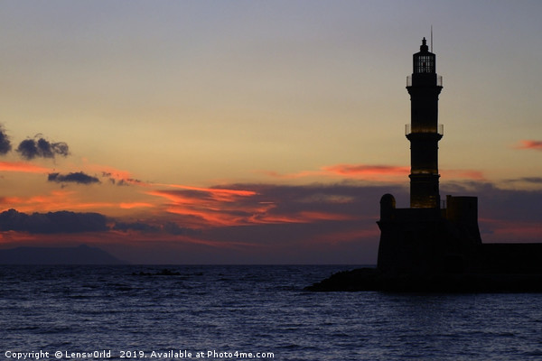 Gorgeous sunset at the port of Chania, Crete Picture Board by Lensw0rld 