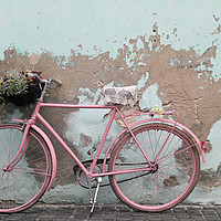 Buy canvas prints of Pink bike in Rome, Italy by Lensw0rld 