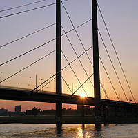 Buy canvas prints of Düsseldorf sunset reflection by Lensw0rld 