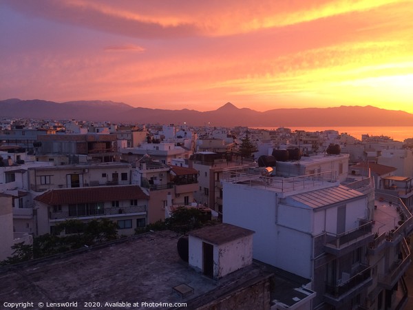 Sunset over Heraklion, Crete, Greece Picture Board by Lensw0rld 