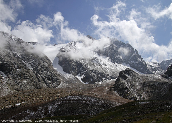 Clouds float around the mountains near Almaty, Kaz Picture Board by Lensw0rld 