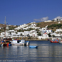 Buy canvas prints of Fishing boats in the harbor of Mykonos by Lensw0rld 