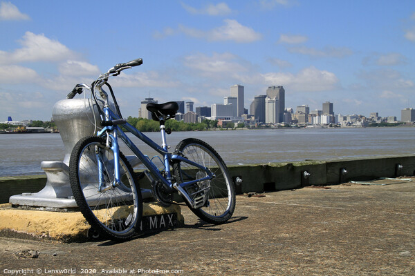 Bicycle leaning at the pier near New Orleans Picture Board by Lensw0rld 