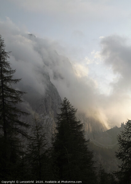 Dramatic sky over the mountains in the European Alps Picture Board by Lensw0rld 